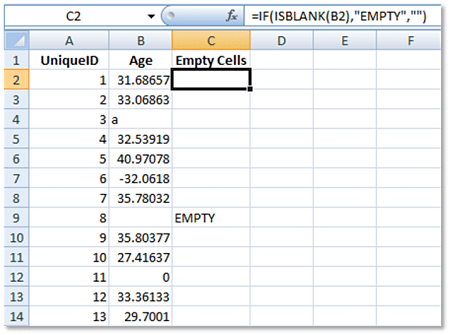 Using IF-THEN-ELSE to Locate Empty Cells Using IF-THEN-ELSE to Locate Empty Cells