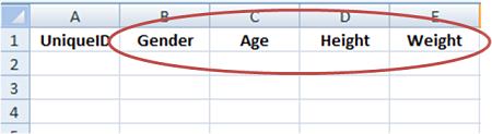 Row 1 is the Variable Name Row 1 is the variable name