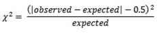 chi-squared formula with Yates - 230x50 chi-squared with Yates