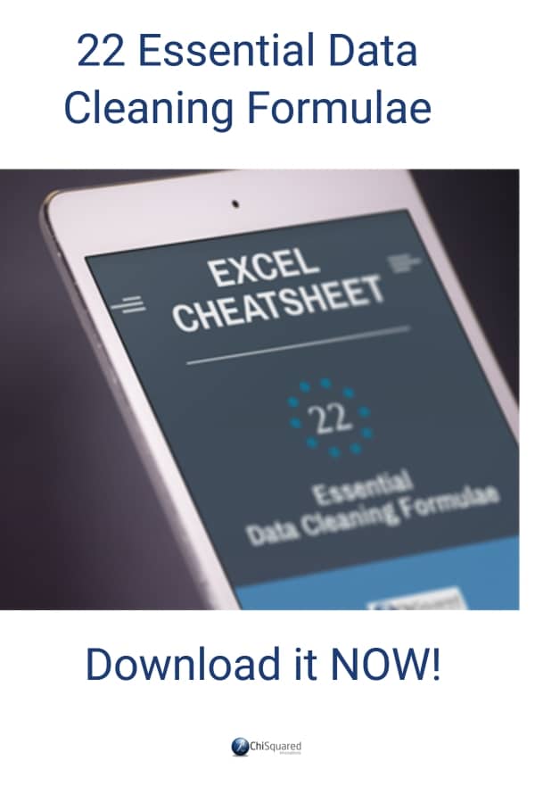 Data cleaning excel cheatsheet