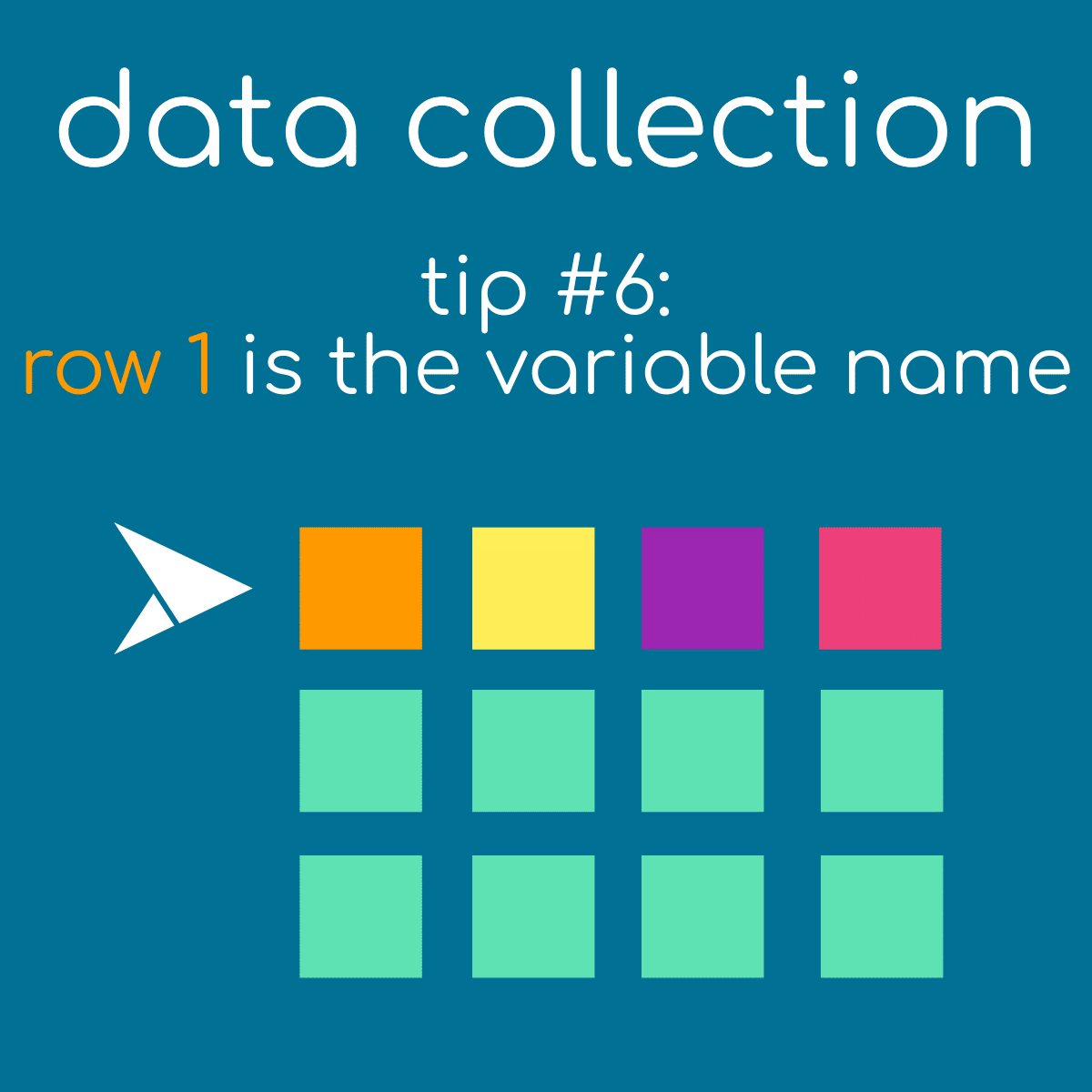 Data Collection Tip 6 - Row 1 is the Variable Name